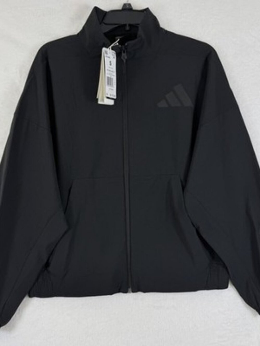 adidas Womens ZNE Woven Bomber Jacket Small Black Track Full Zip NWT New